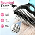 thumbnail image 6 of Double Sided Pet Dematting Rake Comb, Anti-Slip Ergonomic Handle Knot Remover Brush, Stainless Steel Safe Deshedding Tool for Dogs Cats Long Thick Matted Fur Daily Grooming Hair Care, 6 of 6