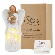 Dog Angel Figurines Candle Holder Memorial Statue with Flickering LED Candle