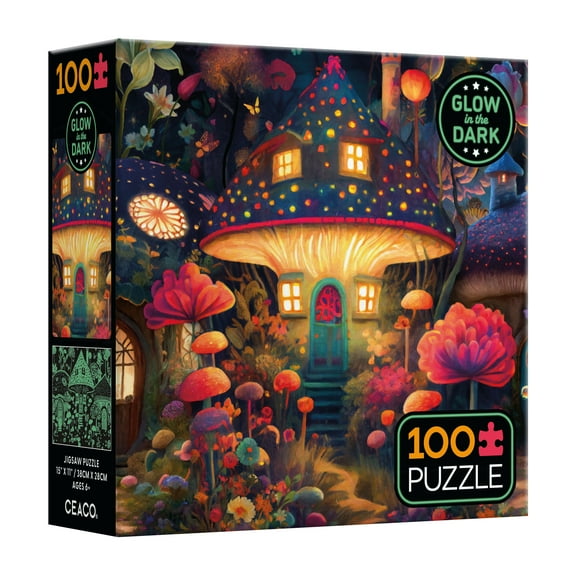 Ceaco Magical Fairy House Glow 100-Piece Interlocking Jigsaw Puzzle for Children Ages 6 