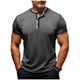 thumbnail image 2 of Tops para hombre, blusas y camisas de manga corta con cuello redondo para hombre, camisas casuales de verano de color liso, camisa de manga corta con botones y cuello redondo, camisa de poliéster para, 2 of 8