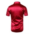 thumbnail image 4 of Camisa De Satén De Seda Morada Para Hombre, Manga Corta, Cor, 4 of 6