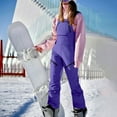 thumbnail image 2 of Aboser Womens Snowboard Snow Bibs with Zipper Pockets Insulated Waterproof Ski Pants Outdoor Athletic Skiing Climbing Overalls Winter Casual Windproof Snowpants Purple XL, 2 of 9