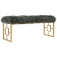 thumbnail image 2 of SAFAVIEH Mera Gold Foil Faux Sheepskin Bench, Grey Faux/Gold Liquid, 2 of 8