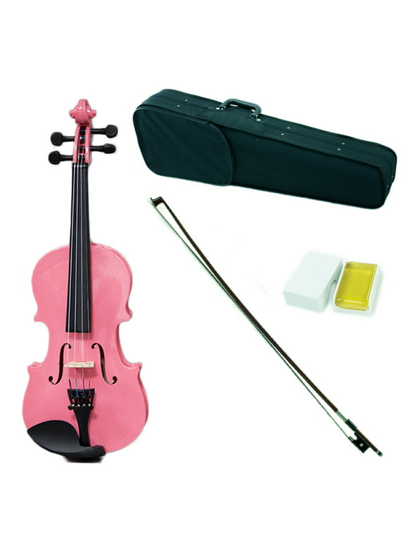 SKY Shinny 1/10 Size Kid Violin with Lightweight Case, Brazilwood Bow and Bright Pink Color