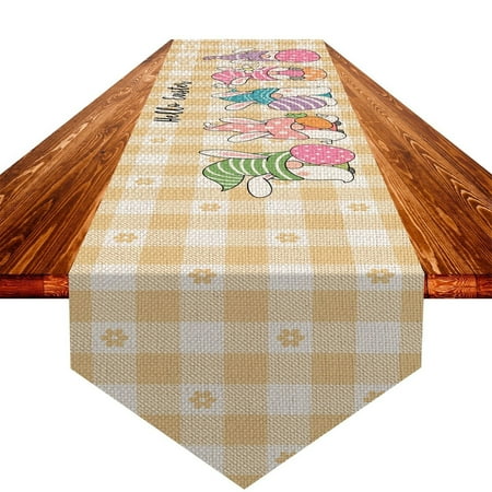 

Easter Bunny Tablecloth Spring Welcome Country Silhouette Rabbit with Colorful Flowers Rectangle Tablecloth 84 x 14 Inch