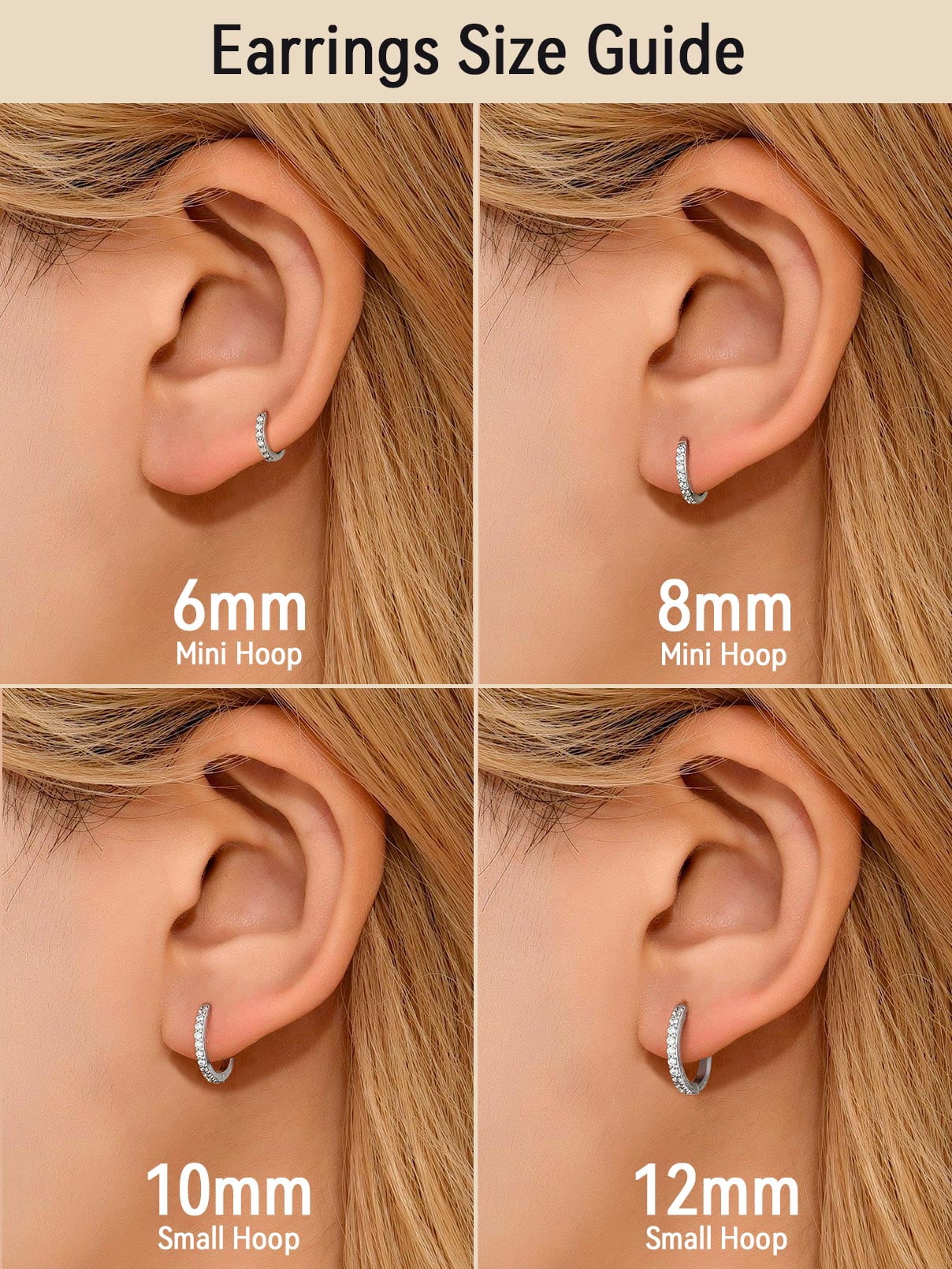 FaithHeart 925 Sterling Silver Huggie Hoop Earrings for Women, Small Round Cubic Zirconia CZ Earrings Lightweight Silver Earrings for Her Sensitive Ears Christmas Jewelry Gift 10mm
