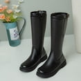 thumbnail image 5 of B91xZ Knee High Boots Chunky Low Heel Round Toe Zipper Knee High Riding Boots,Black 9, 5 of 5