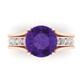 thumbnail image 2 of Clara Pucci 18K Rose Gold 3.39 Natural Amethyst Engraveable Engagement Ring + Wedding Band Set, 2 of 7