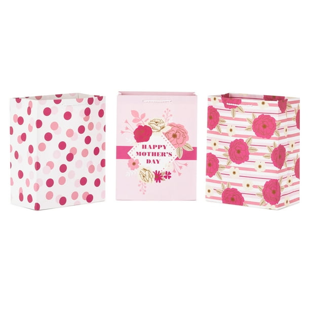 Hallmark 11" Large Gift Bag Bundle (3Pack "Happy Mother's Day," Pink