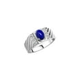 thumbnail image 4 of Rylos Sterling Silver Classic 8X6MM Oval Lapis & Sparkling Diamond Ring - Birthstone Jewelry for Men -Size 13, 4 of 8