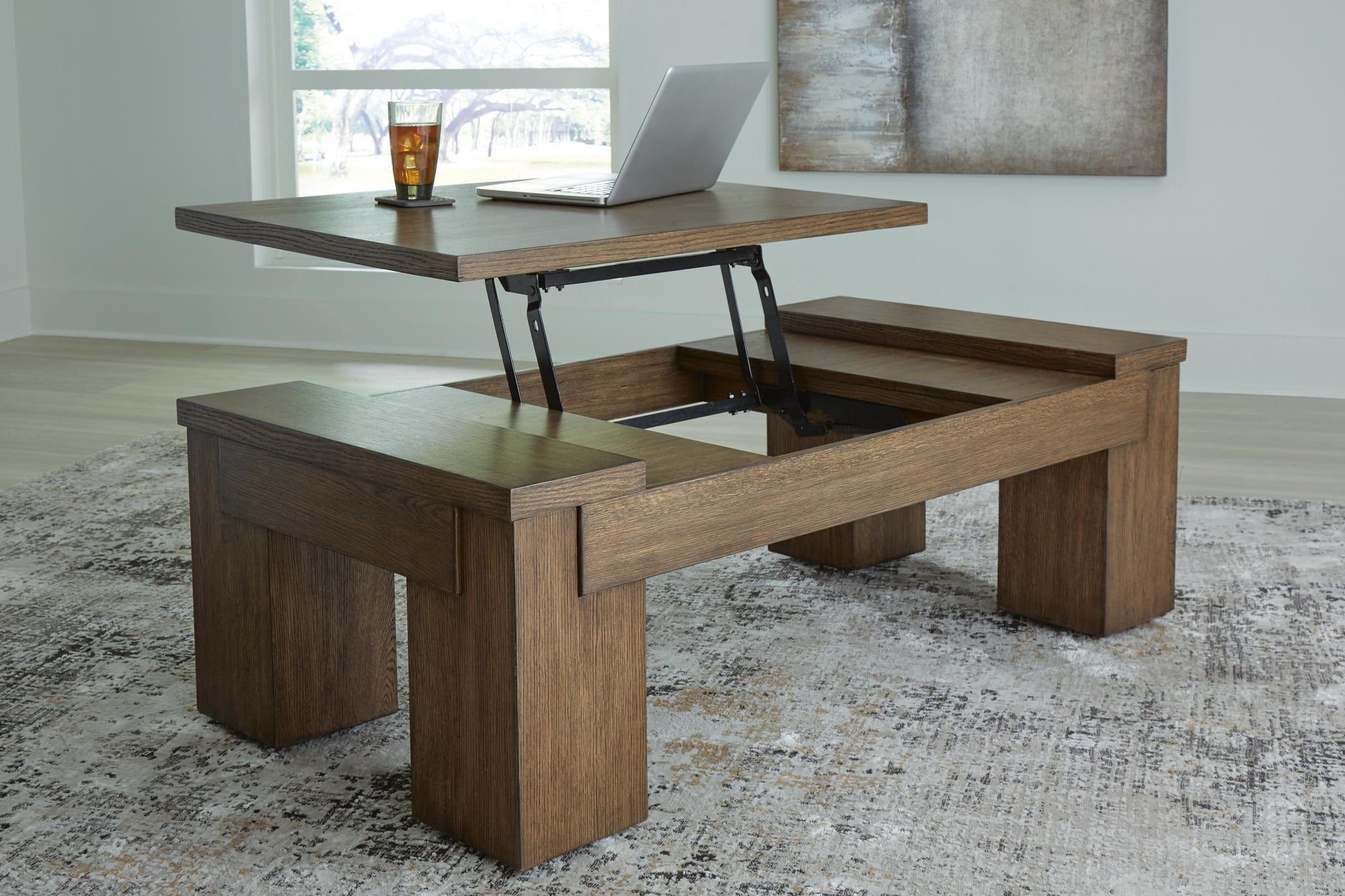 Signature Design by Ashley Rosswain 54" Lift-Top Coffee Table, Brown
