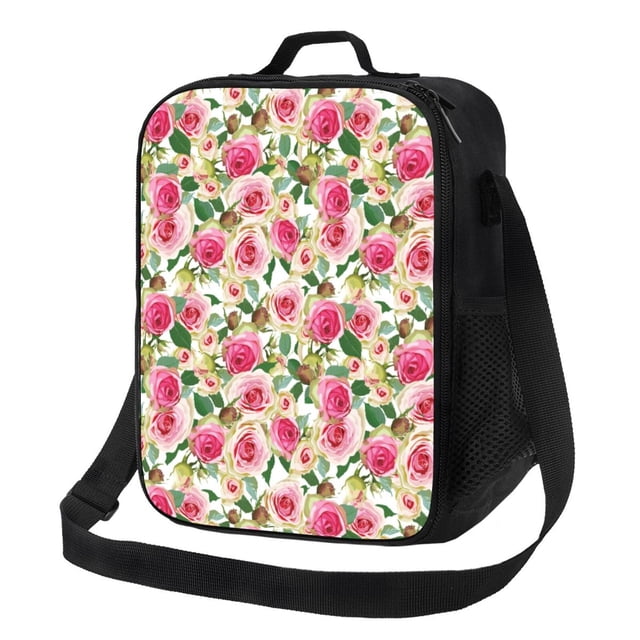 Fotbe Rose Flowers Lonchera Bolsa de Almuerzo para Hombres y Mujeres, Lonchera de Gran Capacidad, Bolsa de Almuerzo Reutilizable, Bolsa Térmica Aislante