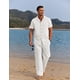 thumbnail image 3 of Conjunto de lino para hombre COOFANDY: camisa de manga corta y pantalón, 3 of 5