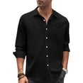 thumbnail image 1 of Camisa de lino para hombre, camisas de manga larga, camisas con botones, camisas casuales, 1 of 6