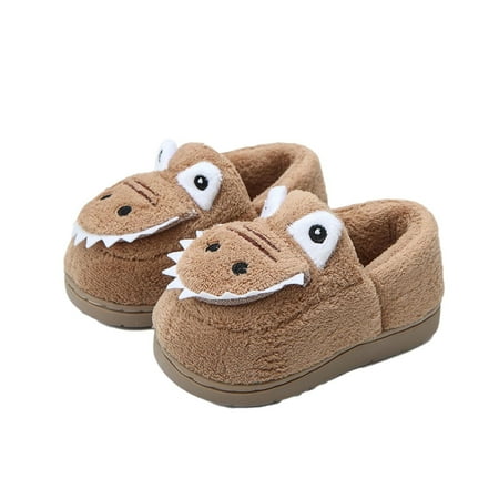 

Odeerbi Clearance Girls Slippers Winter Warm Home Kids Cotton Slippers Cute Dinosaur Pattern Indoor Cartoon Baby Soft Sole Flat Bottom Shoes