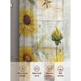 thumbnail image 5 of Summer Sunflower Bee Sheer Curtains 45 inches Long 2 Panels Set Yellow Floral Plants Wood Grain Rustic Tiers Sheers Rod Pocket Small Window Short Curtains for Kitchen Cafe, Each 52" W x 45" L, 5 of 7