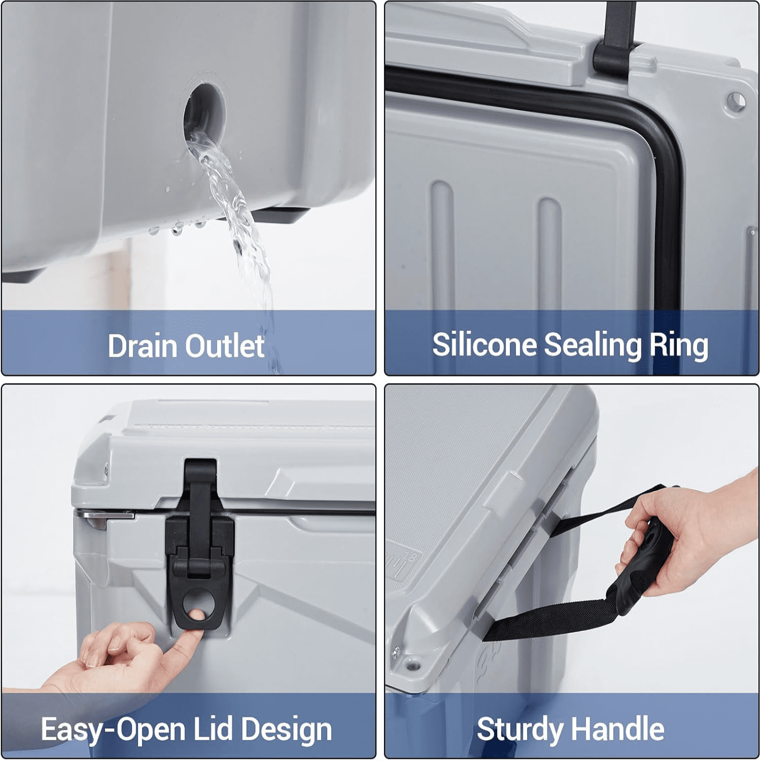 Portable Hard Cooler Heavy-Duty Insulated Ice Chest Box with Handle for Keeps Ice Up to 5 Days,Ideal for Travel,Camping, Beach,and Outdoor Adventures