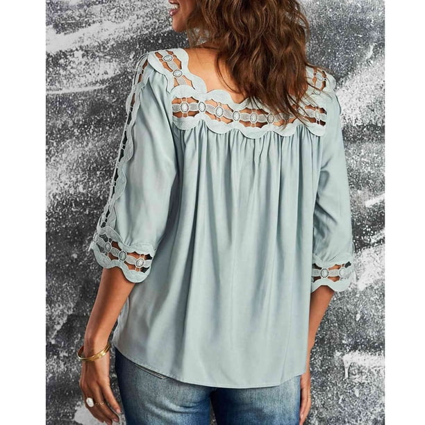 Top De Ganchillo De Encaje Para Mujer Camiseta De Ganchillo De Encaje Para Mujer Camisetas De Ganchillo De Encaje Top De Ganchillo De Encaje Top De Cuello Cuadrado De Encaje Para ANGGREK Verde L