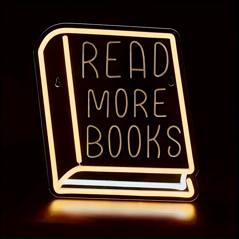 Book Design Neon Sign Light, USB Powered Decorative Neon Light, Suitable For Home, Living Room, Bedroom And Study, Stylish Neon Sign Light For Office Decoration