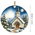 thumbnail image 2 of Round Clear Acrylic Christmas Ornament, Winter Cabin Christmas Tree Printed Hanging Ornament, Forest Scene for Tree, Wreath, Garland, Mantel, Window and Holiday Decor​, A, 2 of 5