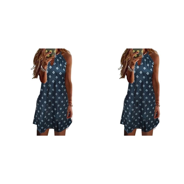 Vestido corto informal Qarigey con estampado floral bohemio Sexy Halter para mujer S M L XL 2XL 3XL 4XL 5XL