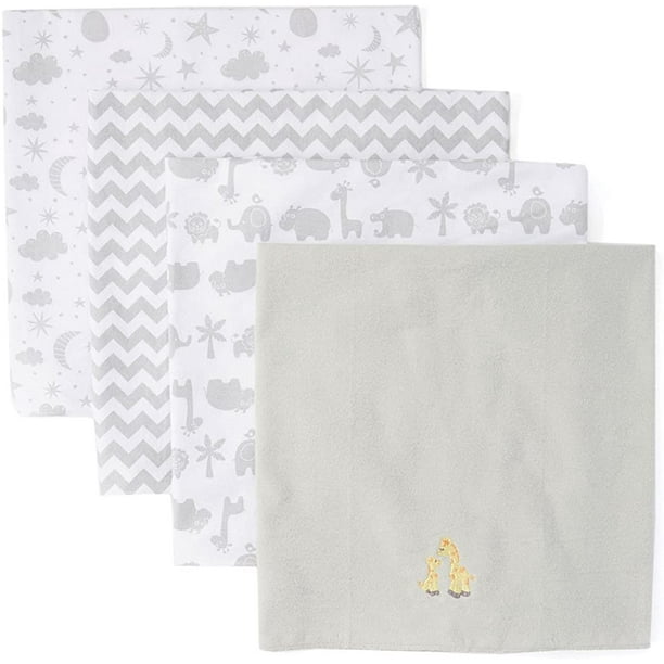 Spasilk Receiving Baby Blanket, 100 Cotton Flannel Blanket, Pack of 4