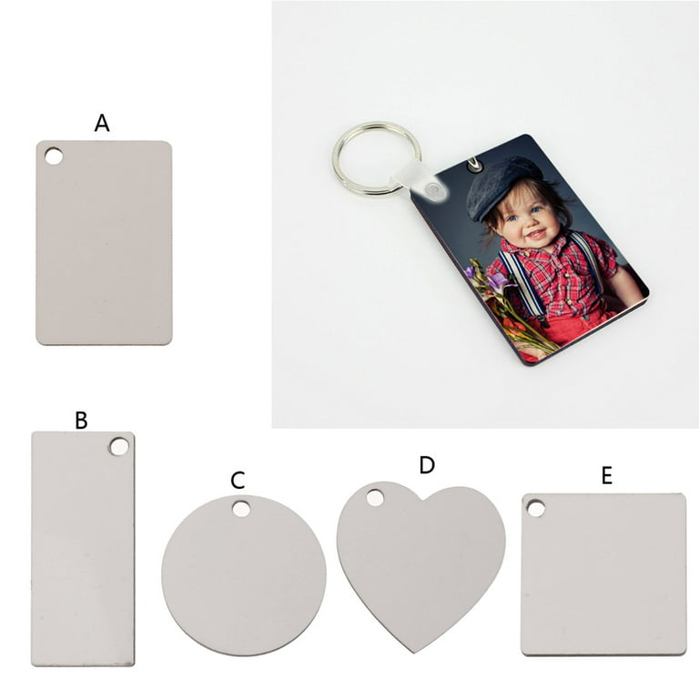 12 Sublimation Wooden Hard Board Key Rings Double Printable Blank MDF Key  Chains 