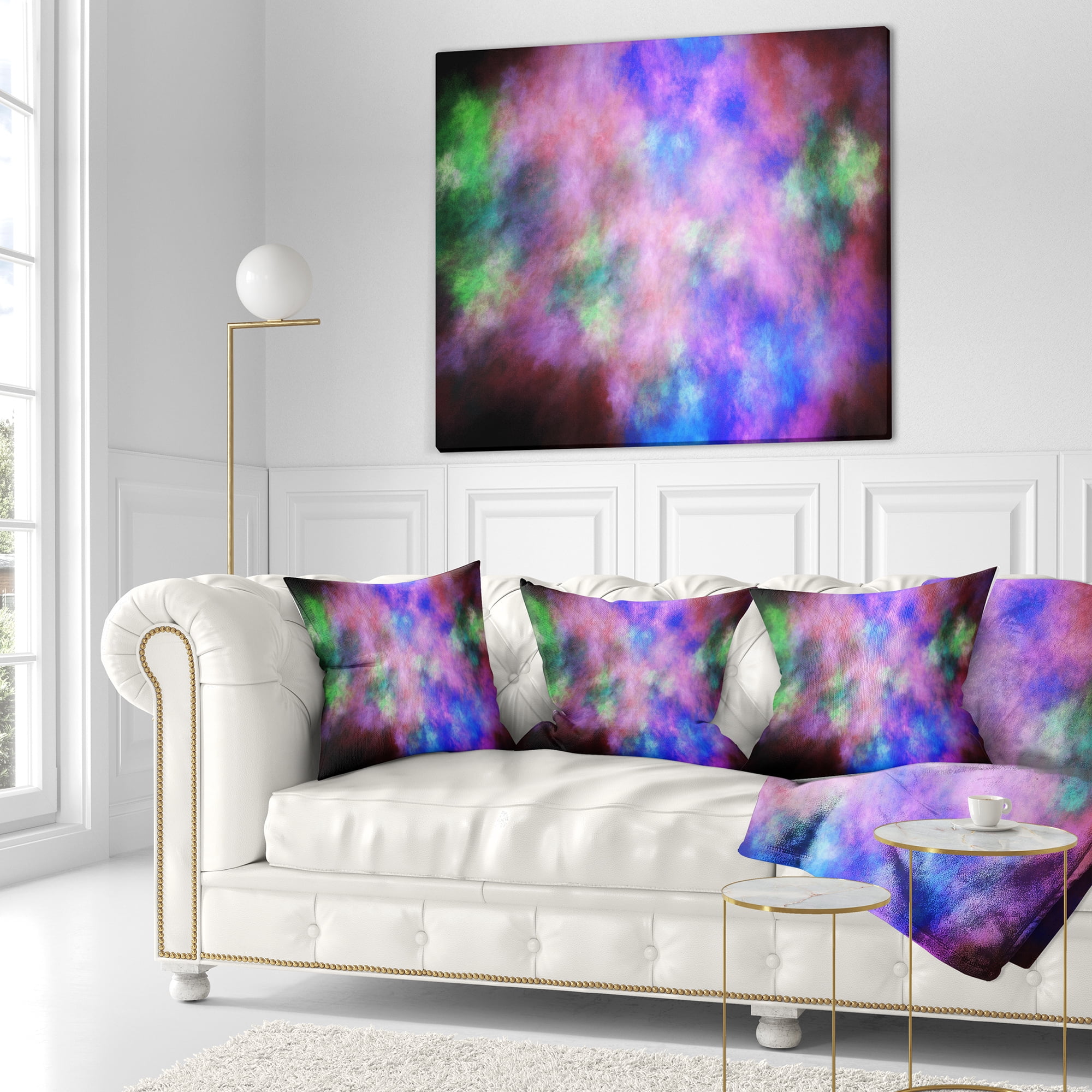 Designart Multi Color Bright Sky with Stars - Abstract Throw Pillow - 18x18