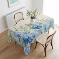 thumbnail image 3 of Blue Floral Rectangle Tablecloth Summer Country Hydrangea Floral Butterfly Linen Texture Waterproof Wrinkle Free Soft Table Cloth Spill-Proof Washable Table Cover for Dining Picnic 60 x 120 Inch, 3 of 9