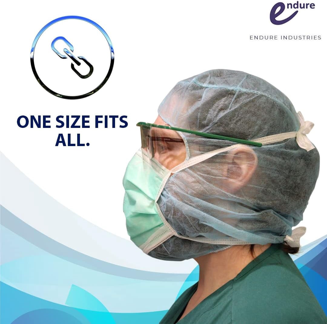 Endure Disposable Medical Hood and Beard Cover – Blue, Perfect for Work, Shaving, Lab & Cooking (400)
