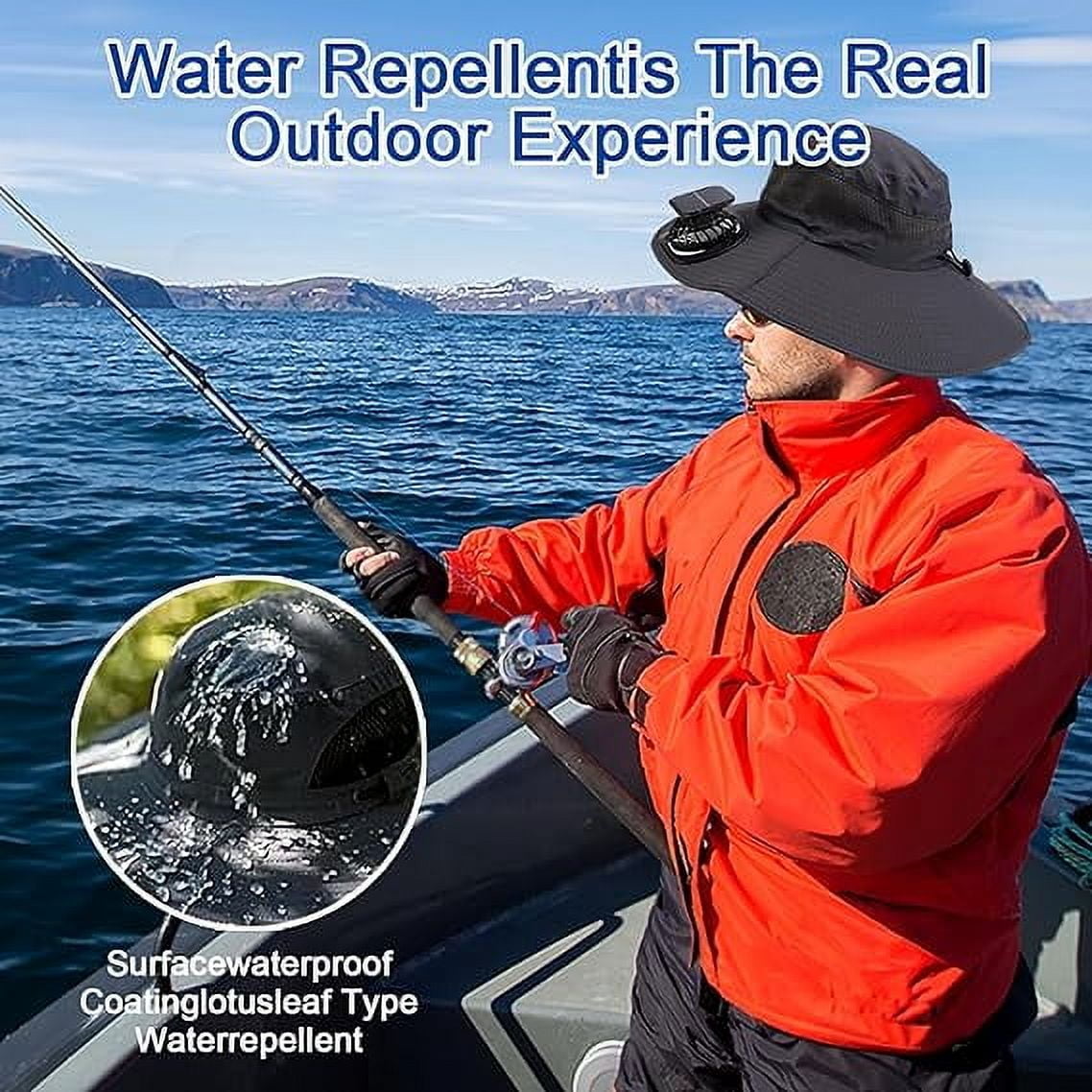 Solar Fan Hats for Men, Upf50+ Solar Fan Hat, Solar Powered Fan Hat with 2 Solar Fan Fishing Hats, 3 Speed Adjustable, Dark Gray