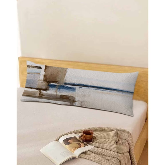 Beige Brown Blue Long Body Pillow Covers, Vintage Abstract Mottled Texture Soft Throw Pillow Cases with Invisible Zipper, Decorative Pillowcase Pillows Protectors for Sofa Bed Couch 20"x60"