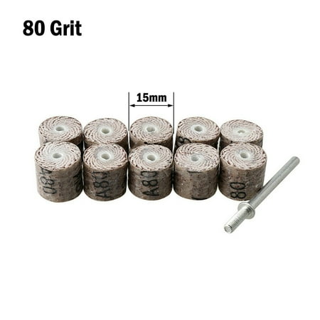 

10pcs 15mm Flap Wheel Disc with Mandrel Rotary Tool Abrasive Sandpaper Polishing