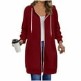 thumbnail image 5 of Zipper Long Hoodies for Women, Oversized Jacket Coat with Pocket, Casual Fall Long Sleeve Sweatshirts, 5 of 7