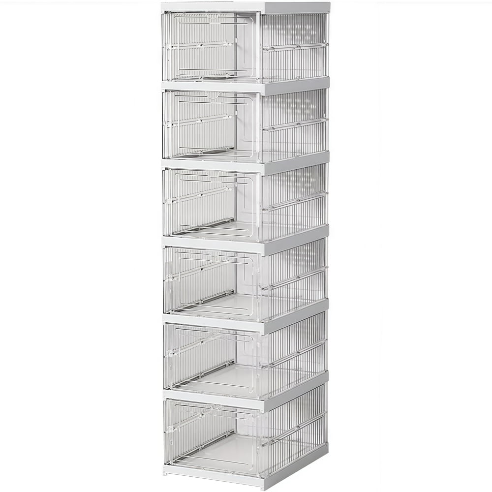 TLCEKVEC Large Shoe Storage Box, Folding Items Organizer with Clear Door