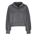 thumbnail image 5 of Women's Fall Sweatshirt Lapel Pullover Button V Neck Blouse Long Sleeve Losse Shirt Jogging Casual Hoodie (M, Gray), 5 of 7