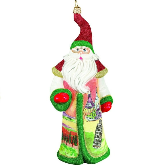 Glitterazzi Tuscany Italy Santa Polish Glass Christmas Ornament