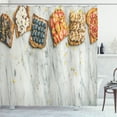 thumbnail image 1 of Peanut Butter Shower Curtain, Vegan Whole Grain Toasts with Fruit Seeds Nuts and Peanut Butter on Grey, Fabric Bathroom Set with Hooks, 69"W X 75"L Long, Multicolor, by Ambesonne, 1 of 3