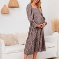 thumbnail image 6 of Odeerbi Maternity Women's Pregnant Long Dress 2025 Casual Erogenous Trendy Small Floral Printing Chiffon Dress Square Collar Long Sleeve Dress Yellow, 6 of 6