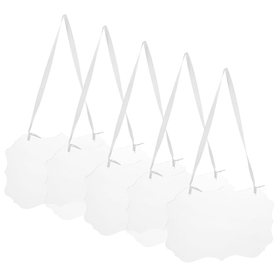 FRCOLOR 5pcs Clear Acrylic Chair Signs for Weddings Blank Reserved Hanging Signs with Ribbon Reusable Hanging Reserved Signs for Wedding Chairs