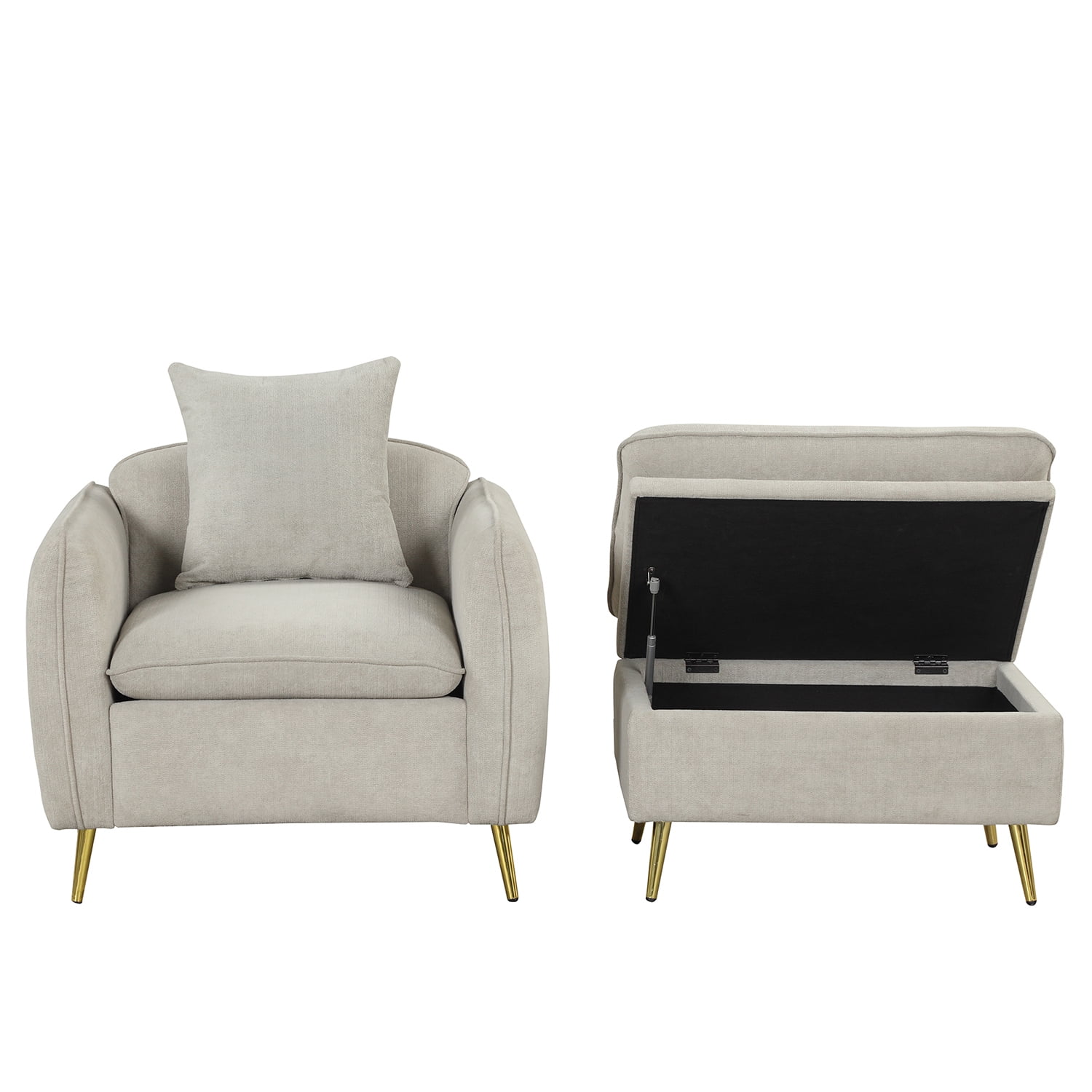Kepooman Armchair, 35.2" Accent chairs with Ottoman Foot Rest and Pillow, Velvet Arm Chair for Small Spaces Apartment Office, Gray Kepooman Armchair, 35.2" Accent chairs with Ottoman Foot Rest and Pillow, Velvet Arm Chair for Small Spaces Apartment Office, Gray