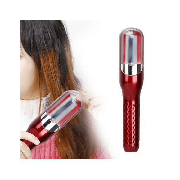 Fawoonu Red Electric Hair Split Ends Trimmer with Comfortable Grip, Portable Design, and Cleaning Brush for Damaged Hair Repair