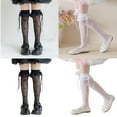 thumbnail image 2 of Dress Socks for Spring Antimosquito Knee High Socks for Kids Breathable Lace Trim Ribbon Bows Socks for Girl, 2 of 21