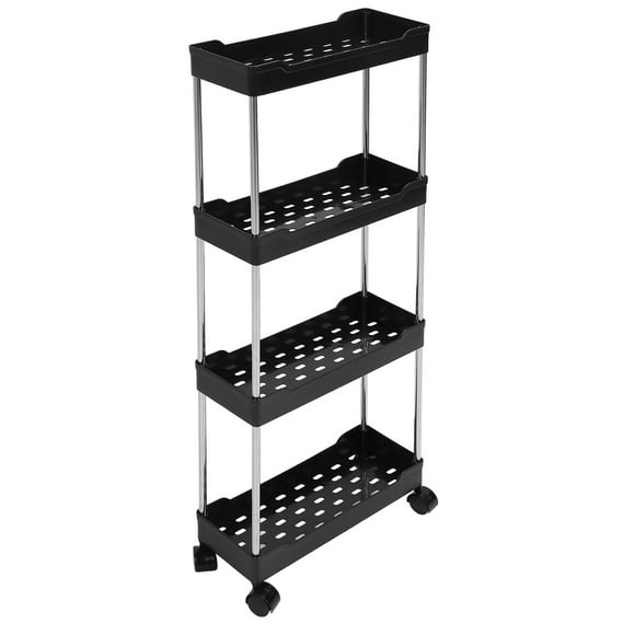 SLIM ROLLING STORAGE CART 4 TIER BATHROOM ORGANIZER FOR NARROW PLACES
