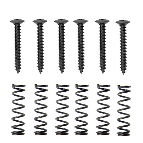 Pack of 6 Electric Guitar Single Coil Pickup Screws with Springs (Black)