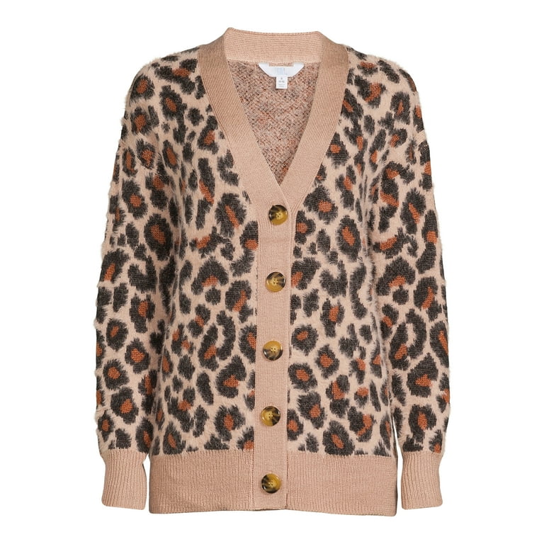 Time and Tru Women s Eyelash Cardigan Sweater Walmart