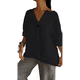 thumbnail image 1 of Camisa de para Mujer, Cuello en V, Botones, Blusa , Mangas 3/4, Informal, Holgada, Estilo Túnica, Camisetas de Verano. Negro XXL, 1 of 8