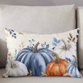 thumbnail image 3 of Orange Blue Pumpkins Fall Throw Pillow Cover 12 x 20 Inch Decorative Pillow Cover Thanksgiving Eucalyptus Vintage Lumbar Pillowcase Seasonal Rectangle Cushion Case for Couch Sofa Bed Living Room, 3 of 7