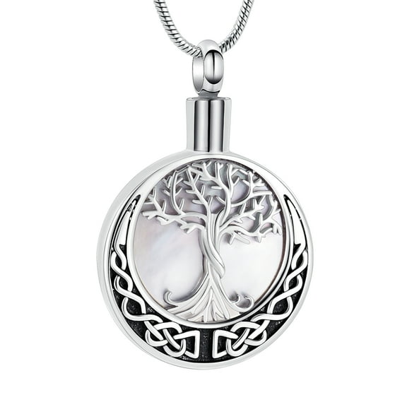Tree of Life Urn Necklace for Men Women Abalone Shell Opal Cremation Jewelry Human / Pet Keepsake Memorial Ash Jewelry Gifts