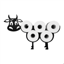 Toilet Paper Holder Metal Freestanding Toilet Paper Roll Holder Decorative Toilet Paper Holder Stand Whimsical Cow,1 x Toilet Paper Holder,Black